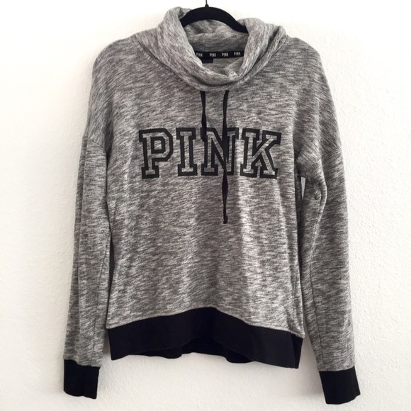 PINK Victoria's Secret Sweaters - VS Pink Black Gray Cowl Neck Sweater Size XS